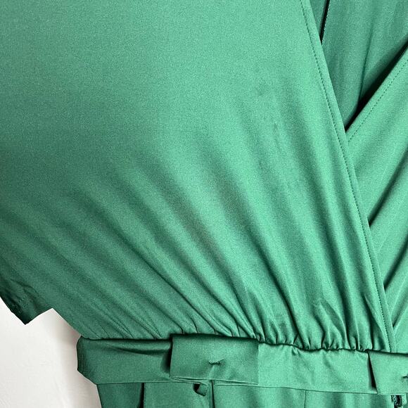 Baltic Born Dress Day Jumpsuit Large Green V-Neck Jersey Wide Leg Holiday Ruffle - Picture 12 of 12